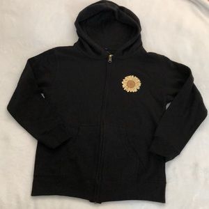 🆕Girls Zip-Hoodie Knit Jacket! 2 front pockets, screened front & back! Black! M